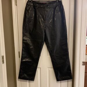 Ashro Black Faux Leather Trousers